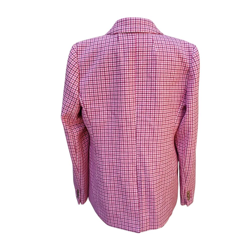 J. Crew Berry Pink Houndstooth Blazer Jacket Ivy Preppy Academia Wool Blend 12 - Picture 9 of 16